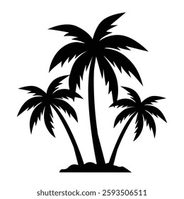 coconut tree vector. Black palm trees  vector illustration on white background