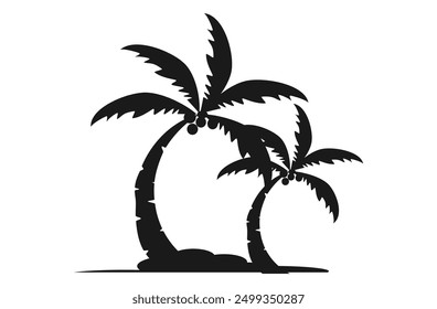 
coconut tree vector in flat style. palm tree in black color flat style. coconut tree icon. beach plant theme.
coconut silhouette, palm silhouette