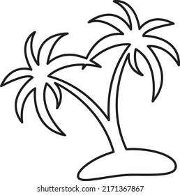 Ilustración de la línea de arte del vector del árbol de coco, .eps
