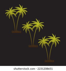 Coconut tree vector icon silhouette. gold icon.