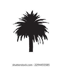 Coconut tree vector icon silhouette, palm icon cartoon illustrations.