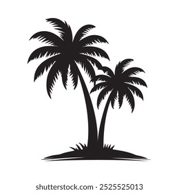 Coconut tree vector illustration black and white art