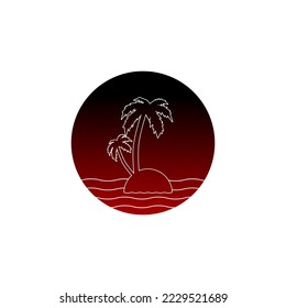 Kokosnuss-Baumvektorgrafik für Symbol, Symbol oder Logo. Logo der Strandvorlage