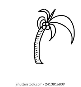 Ilustración vectorial de árbol de coco en fondo blanco