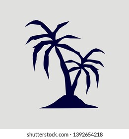 Coconut Tree vector illustration. Silhouette of Palm Trees isolated on grey. Suitable for summer background