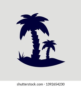 Coconut Tree vector illustration. Silhouette of Palm Trees isolated on grey. Suitable for summer background
