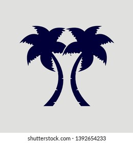 Coconut Tree vector illustration. Silhouette of Palm Trees isolated on grey. Suitable for summer background