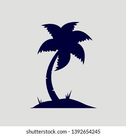 Coconut Tree vector illustration. Silhouette of Palm Tree isolated on grey. Suitable for summer background