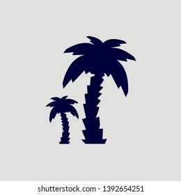 Coconut Tree vector illustration. Silhouette of Palm Trees isolated on grey. Suitable for summer background