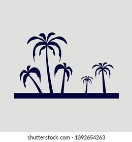 Coconut Tree vector illustration. Silhouette of Palm Trees isolated on grey. Suitable for summer background