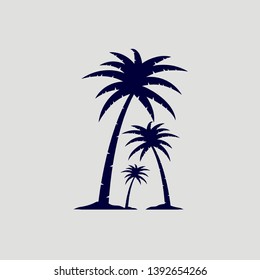 Coconut Tree vector illustration. Silhouette of Palm Trees isolated on grey. Suitable for summer background