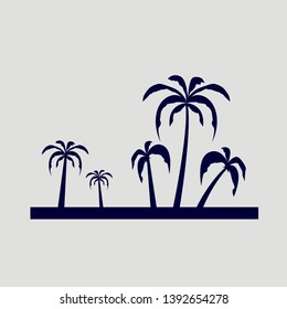 Coconut Tree vector illustration. Silhouette of Palm Trees isolated on grey. Suitable for summer background