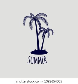 Coconut Tree vector illustration. Silhouette of Palm Trees isolated on grey. Suitable for summer background