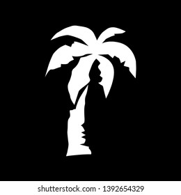 Coconut Tree vector illustration. Silhouette of Palm Tree isolated on black. Suitable for summer background