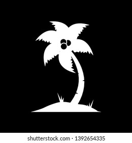 Coconut Tree vector illustration. Silhouette of Palm Tree isolated on black. Suitable for summer background
