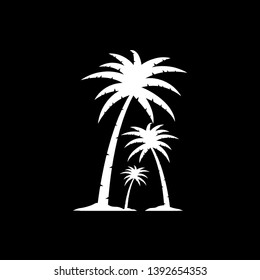 Coconut Tree vector illustration. Silhouette of Palm Trees isolated on black. Suitable for summer background