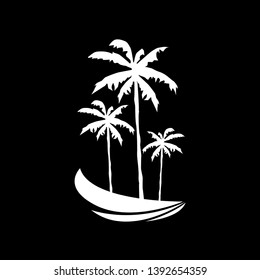 Coconut Tree vector illustration. Silhouette of Palm Trees isolated on black. Suitable for summer background