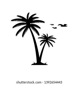 Coconut Tree vector illustration. Silhouette of Palm Trees isolated on white. Suitable for summer background