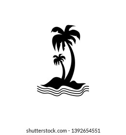 Coconut Tree vector illustration. Silhouette of Palm Trees isolated on white. Suitable for summer background