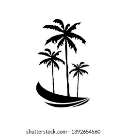 Coconut Tree vector illustration. Silhouette of Palm Trees isolated on white. Suitable for summer background