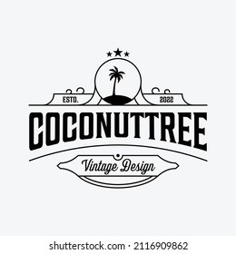 coconut tree vintage vector logo symbol illustration design