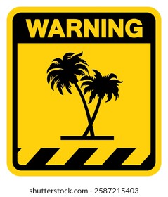 Coconut Tree Warning Sign, Vector Illustration, Isolate On White Background Label.EPS10