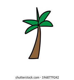 Árbol de coco con ilustración digital de fondo blanco