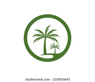 Coconut treee beach holidays logo vector template