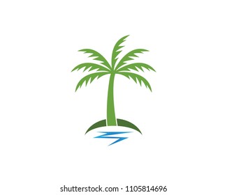 Coconut treee beach holidays logo vector template