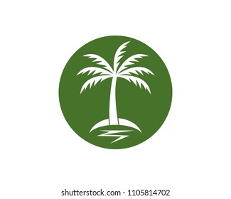 Coconut treee beach holidays logo vector template