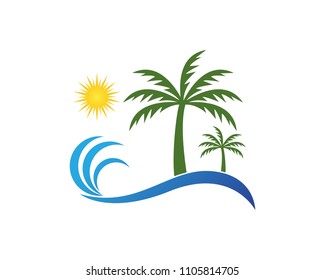 Sun Beach Ocean Palm Tree Vector Stock Vector (Royalty Free) 772959475 ...