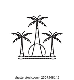 coconut trees beach relax line minimal logo design vector