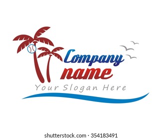 coconut trees beach vacation logo icon vector
