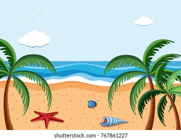 Coconut trees on the beach illustration