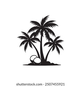 coconut  trees, Palm trees design elements set, Trees Icons