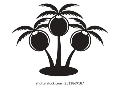 coconut trees in a row with a white background