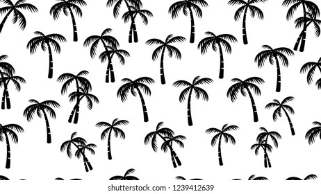Coconut trees seamless pattern silhouette on white background vector eps 10