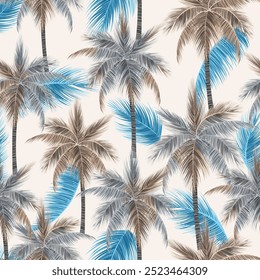 Coconut Trees Summer seamless pattern on background