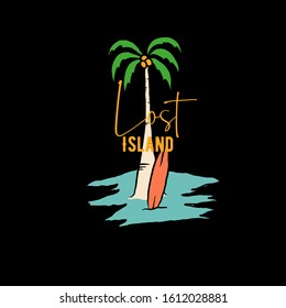 coconut trees and surfboards in the middle of the island
