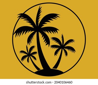 Árboles de coco Vector Arte Negro