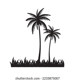 Coconut trees vector sign, silhouette.