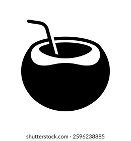 Coconut tropical drink icon isolated on white background