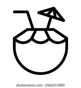 coconut tropical drink icon in line. Vector illustration