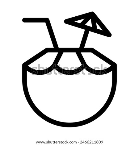 coconut tropical drink icon in line. Vector illustration