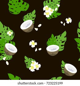 coconut tropical seamless pattern