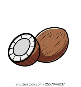 coconut vector design illustration, coconut icon, coconut logo, very good as a sticker and adding to the design.