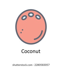 Iconos del contorno de relleno del vector de coco. Material gráfico simple