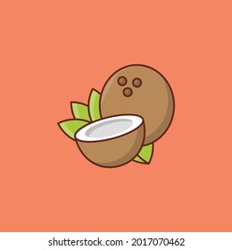 icono de color plano del vector del coco
