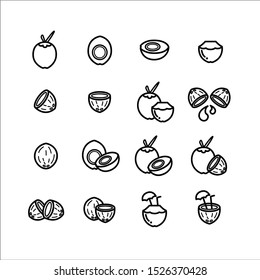 Coconut vector, Coconut flat icon set, Coconut icons