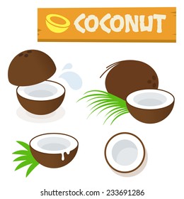 Coconut vector flat simple minimal icon illustration isolated on white